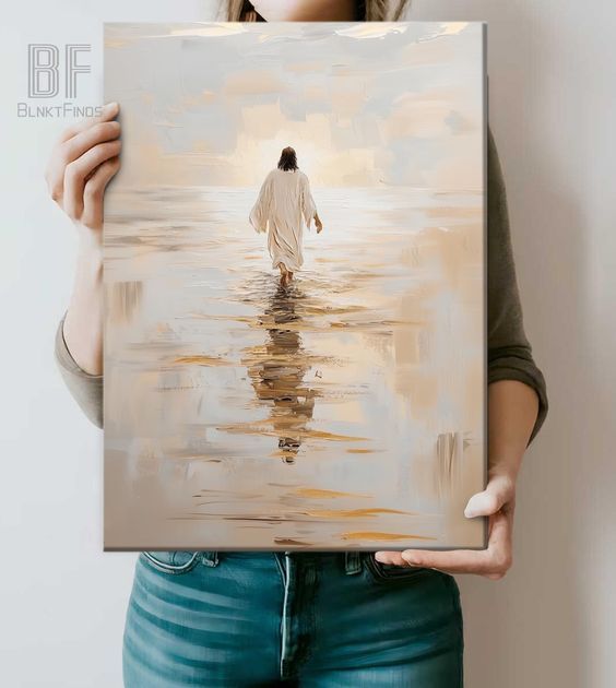 Jesus Christ Walking on Water Canvas, Inspirational Christian Art Poster, I Will Walk With Christ Painting, Bible Verse Wall Decor – Etsy