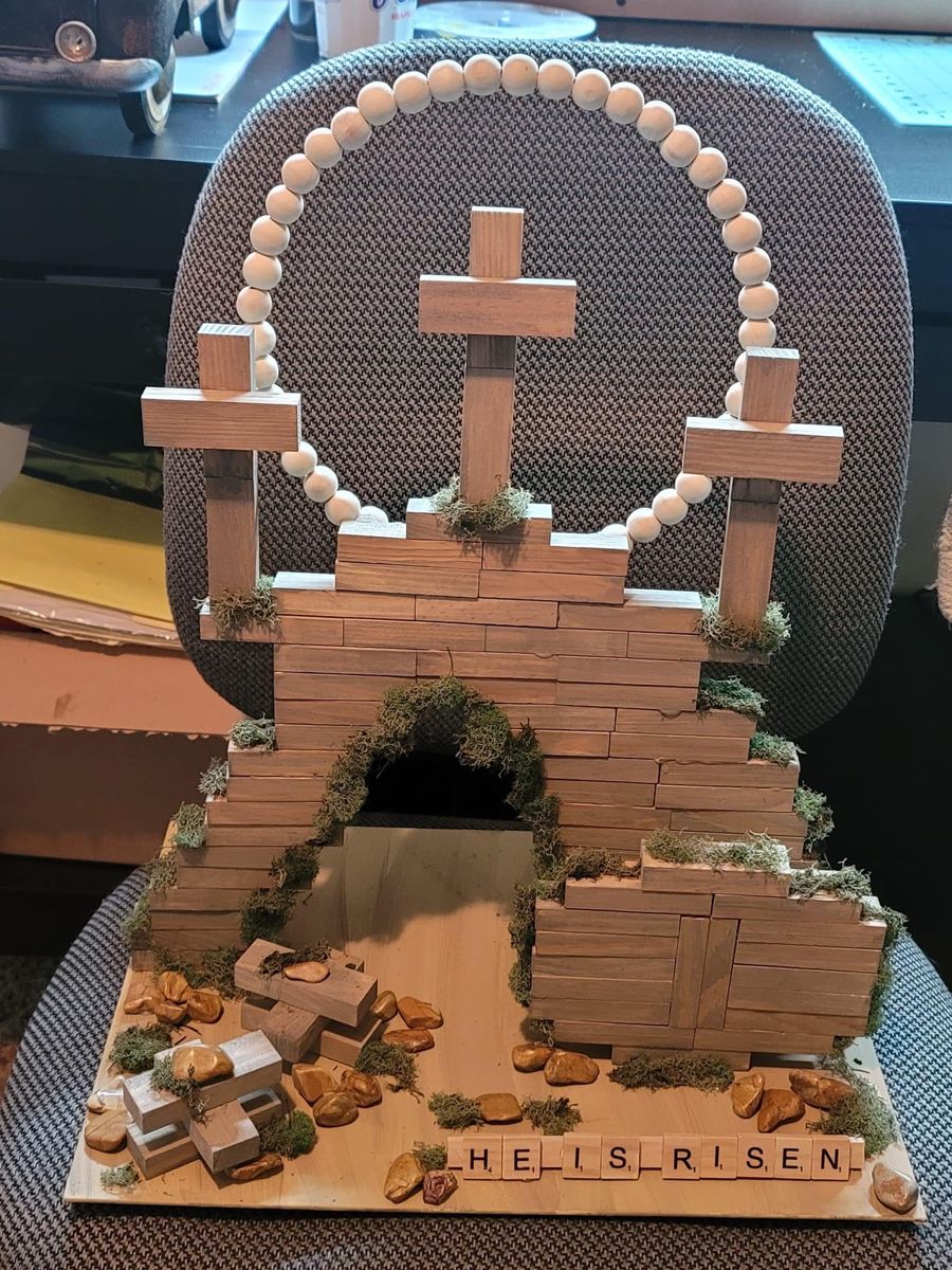 Dollar tree Jenga Block Easter Tomb
