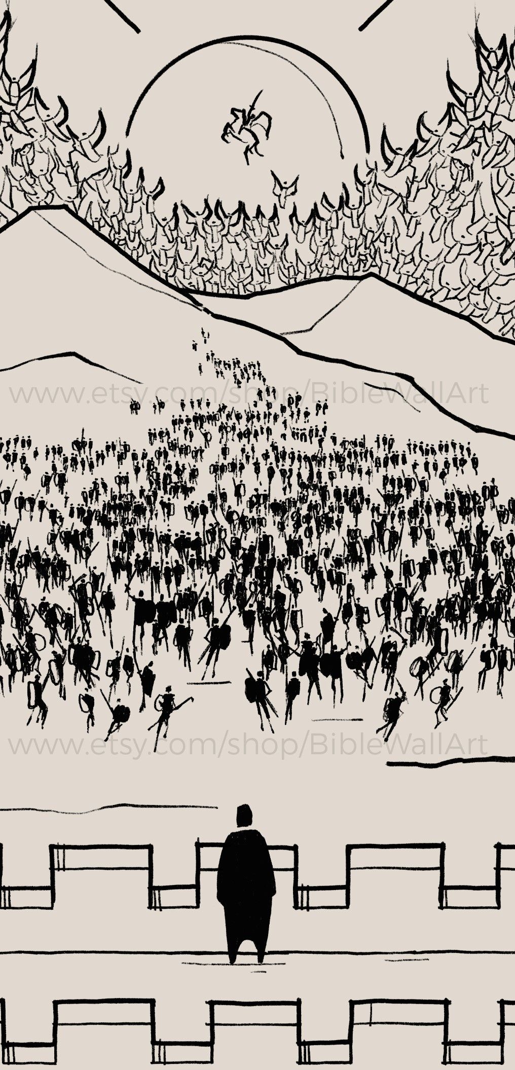 Elijah and the Invisible Army of Angels – Original Bible Artwork – BibleWallArt EtsyShop