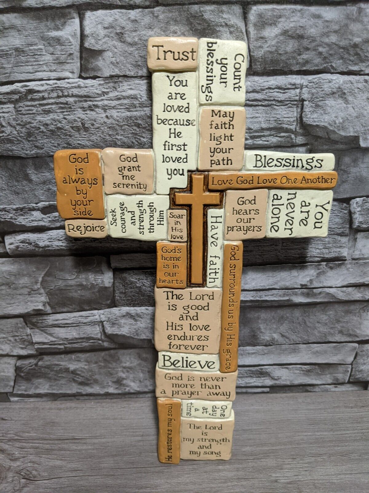 Ganz 13.5″ Collage Wall Cross Figurine Christian Decor Faith Plaque Sculpture