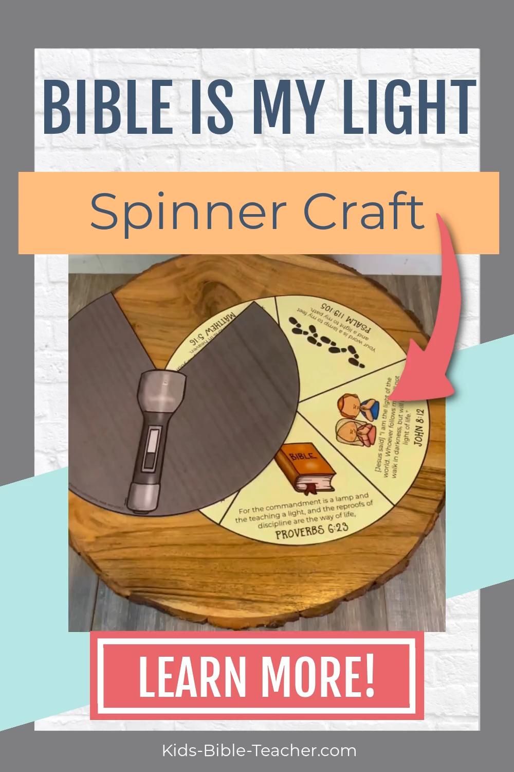 Bible Is My Light Spinner with Bible Verses about Light Bible Craft for Kids