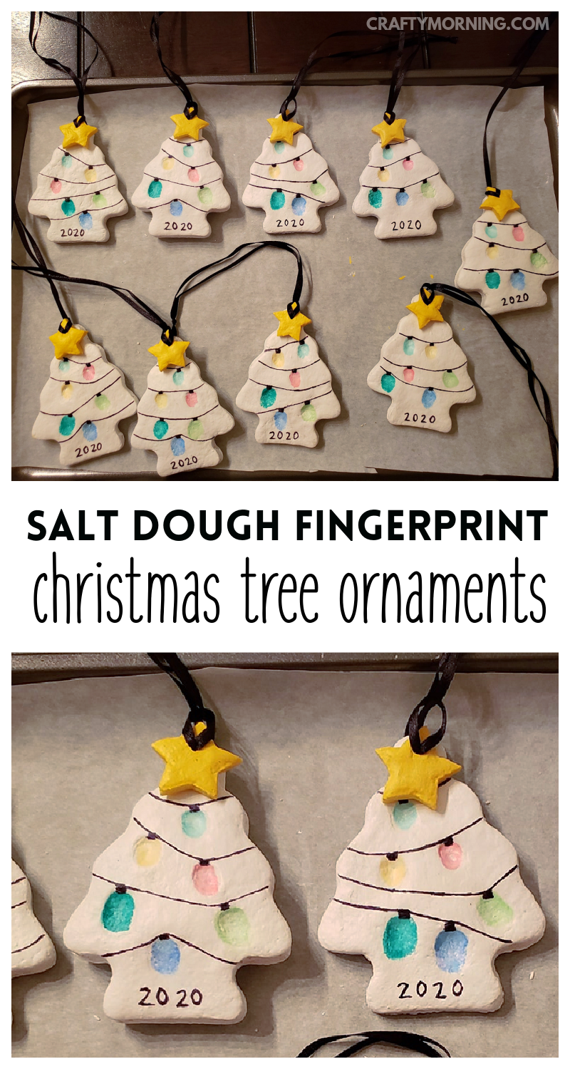 Salt Dough Fingerprint Christmas Tree Ornaments