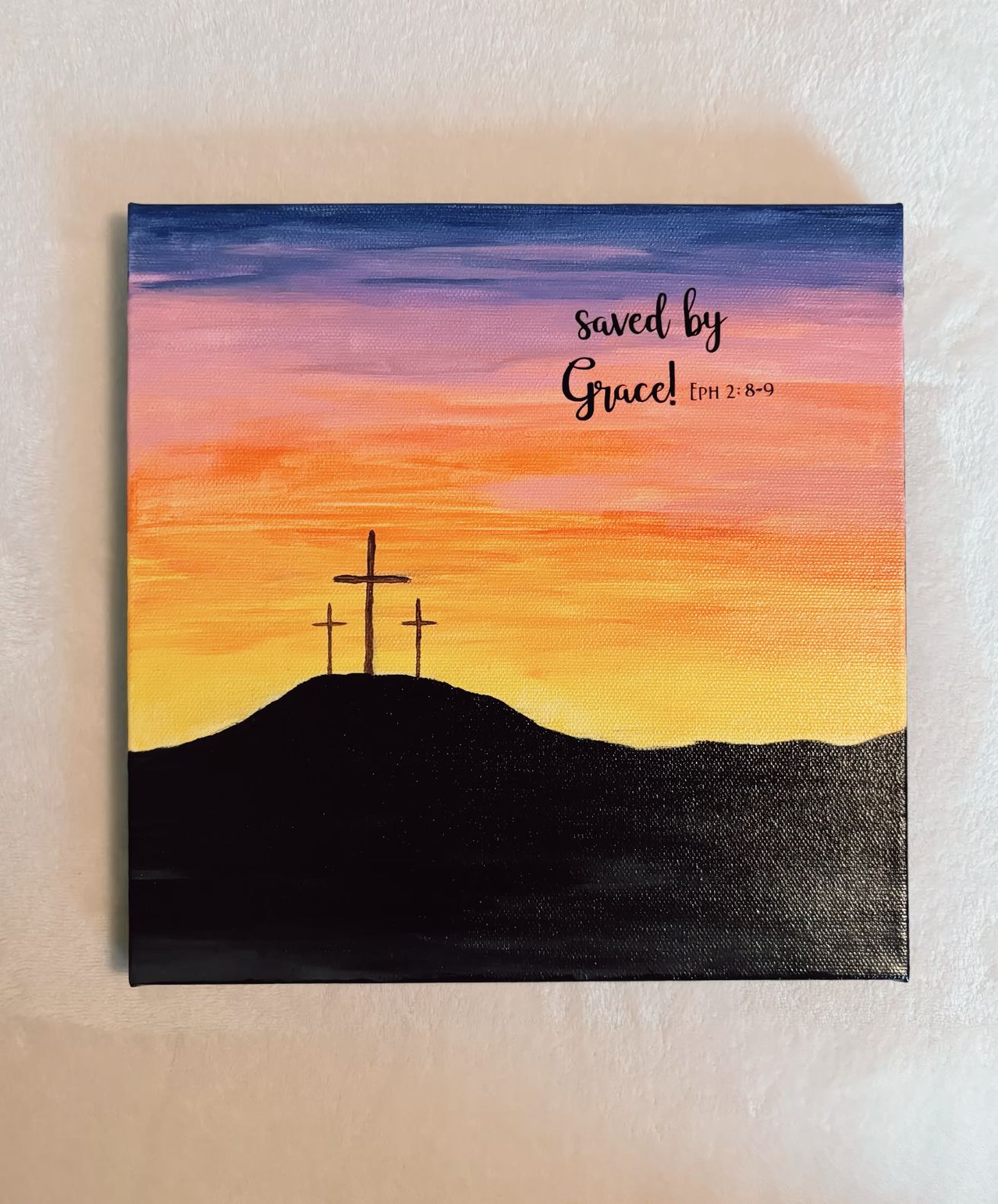 Hand-painting Easter Cross Sunset