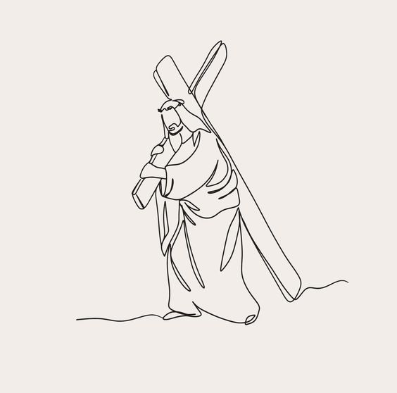 Minimalist Christian Line Art, Religious Illustration, Simple Sketch Jesus , Biblical  Faith Outline Drawing