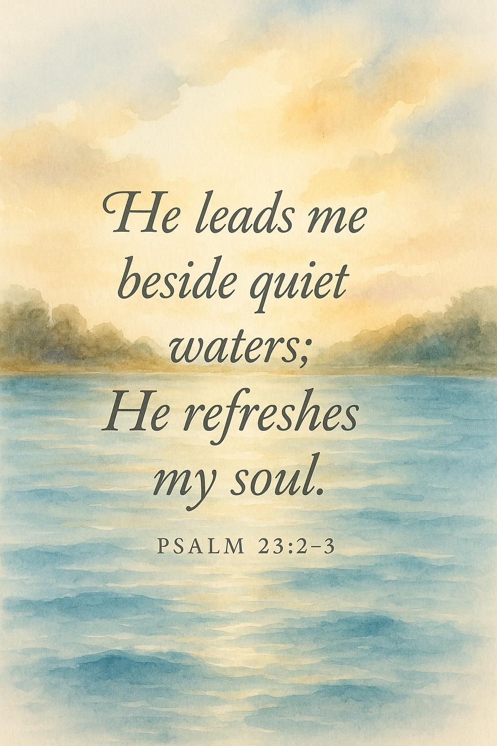 Psalm 23 Scripture Art: Watercolor Christian Home Decor (Digital Download)