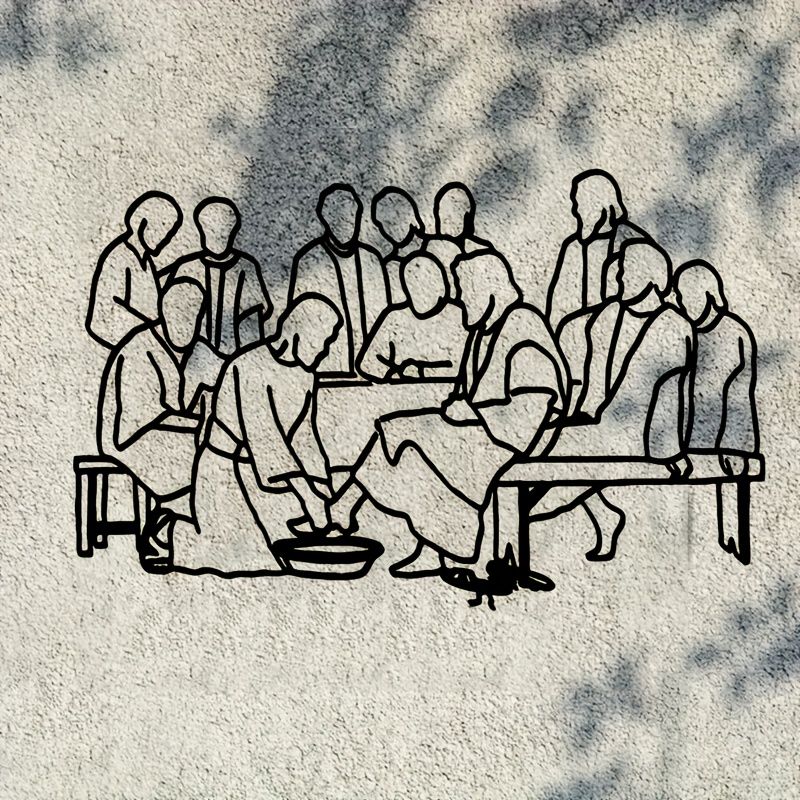 Temu｜Arte de Parede Minimalista dos em Metal – Decoração Cristã Moderna para o Lar, Presente de Arte de Linha dos Discípulos Religiosos