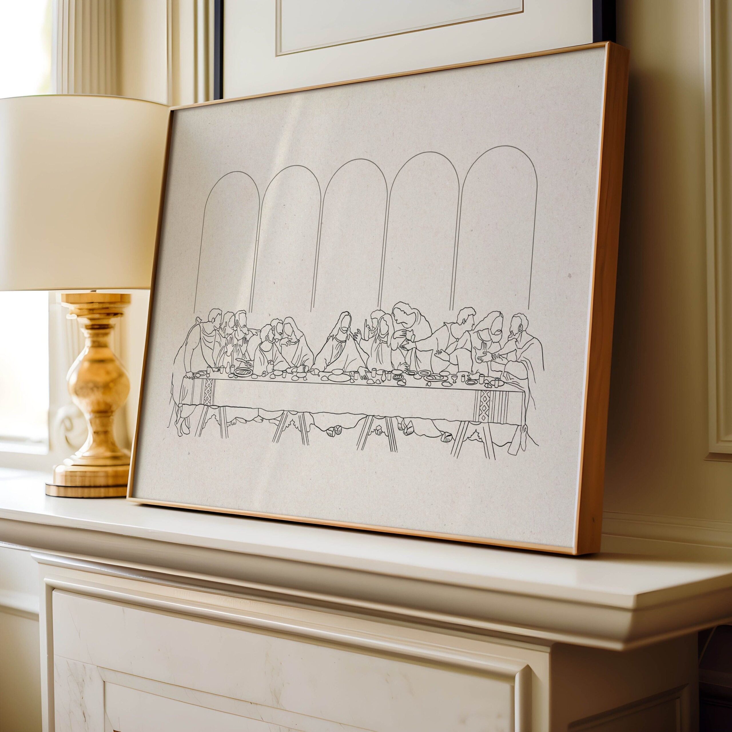 The Last Supper Jesus Wall Art, Christian Modern Art Printable, Digital Download, Jesus Line Art