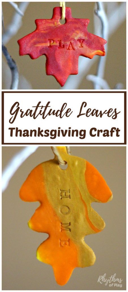 Clay Gratitude Leaves Thanksgiving Craft