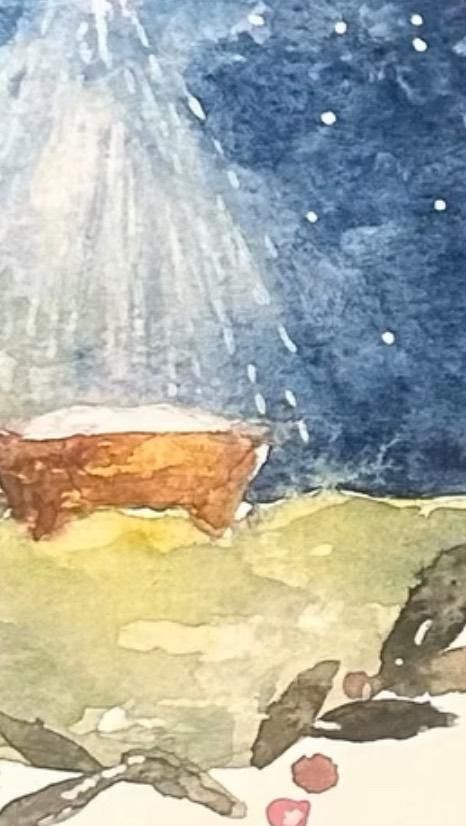 Easy watercolor Nativity Christmas card
