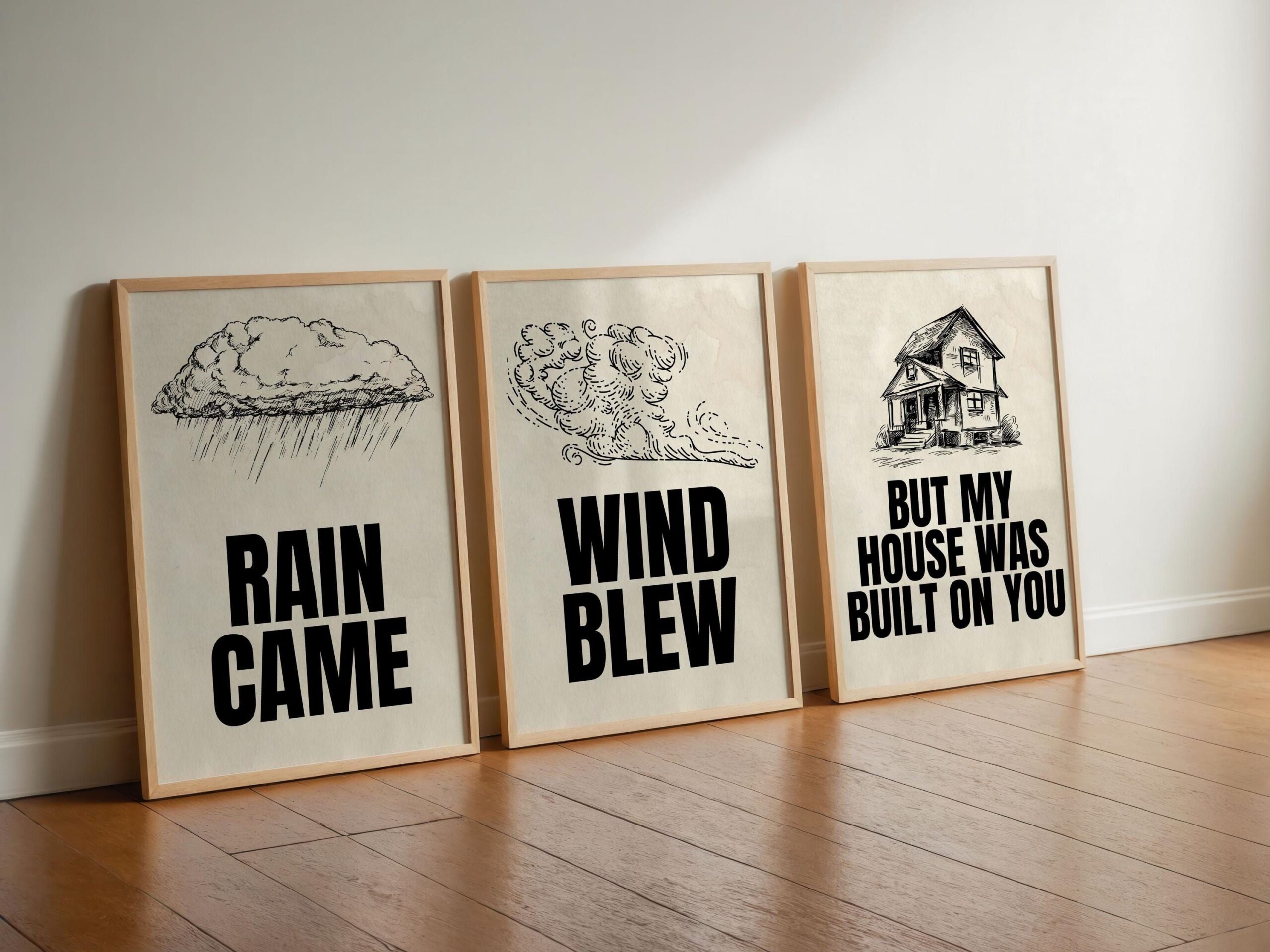 Bibel Vers Schrift Firm Foundation Song Lyric DIGITAL PRINT Vintage Bild Bibel gedruckte Kunst, christliche Kunstwerke, Triptychon Wandkunst