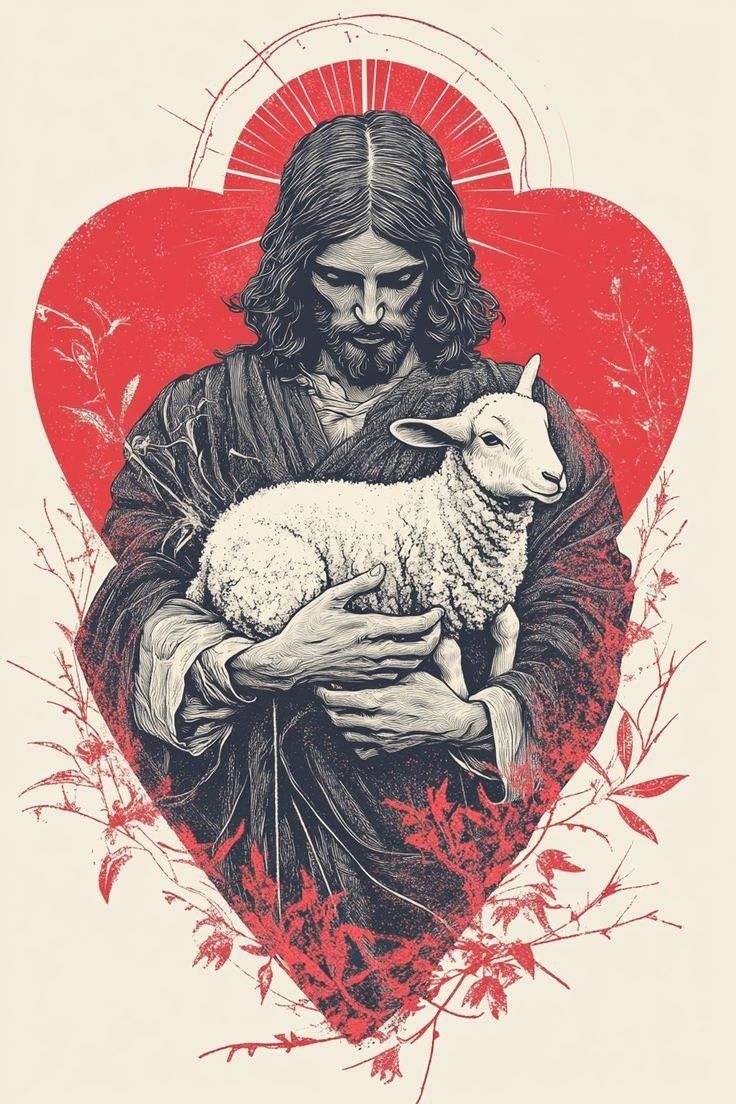 Christian Canvas Jesus and Lamb In His Hand