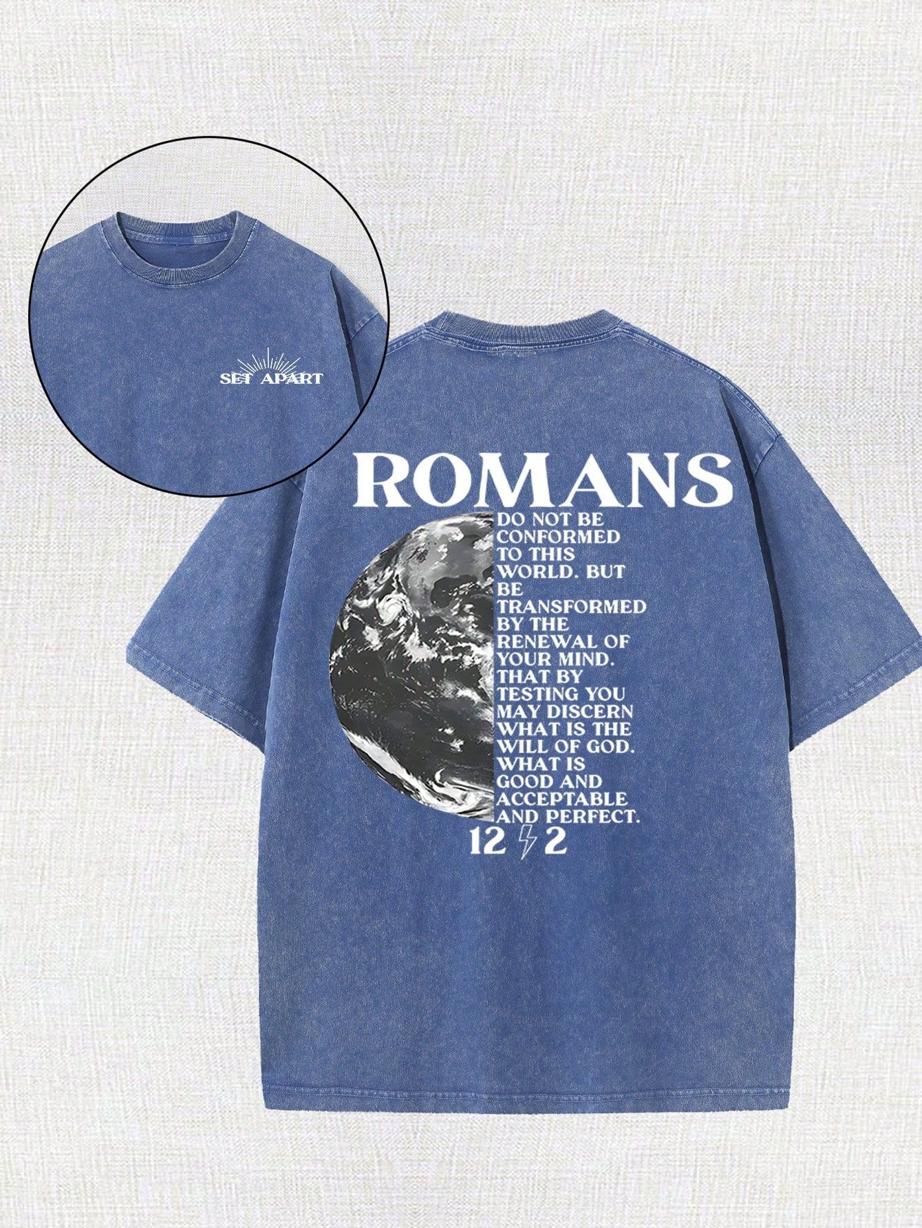 Earth Religious Cross With Retro Design Christian Jesus Printed Retro Washed T-Shirt, 230G, Retro Street Style. Simple And Versatile, Pure Cotton Is Of High Quality, Novel And Fashionable, And It Is A Must-Have Fashion T-Shirt For Spring And Summer.