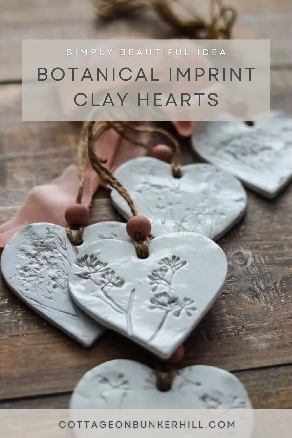 How to Make Beautiful Botanical Imprint Clay Heart Ornaments