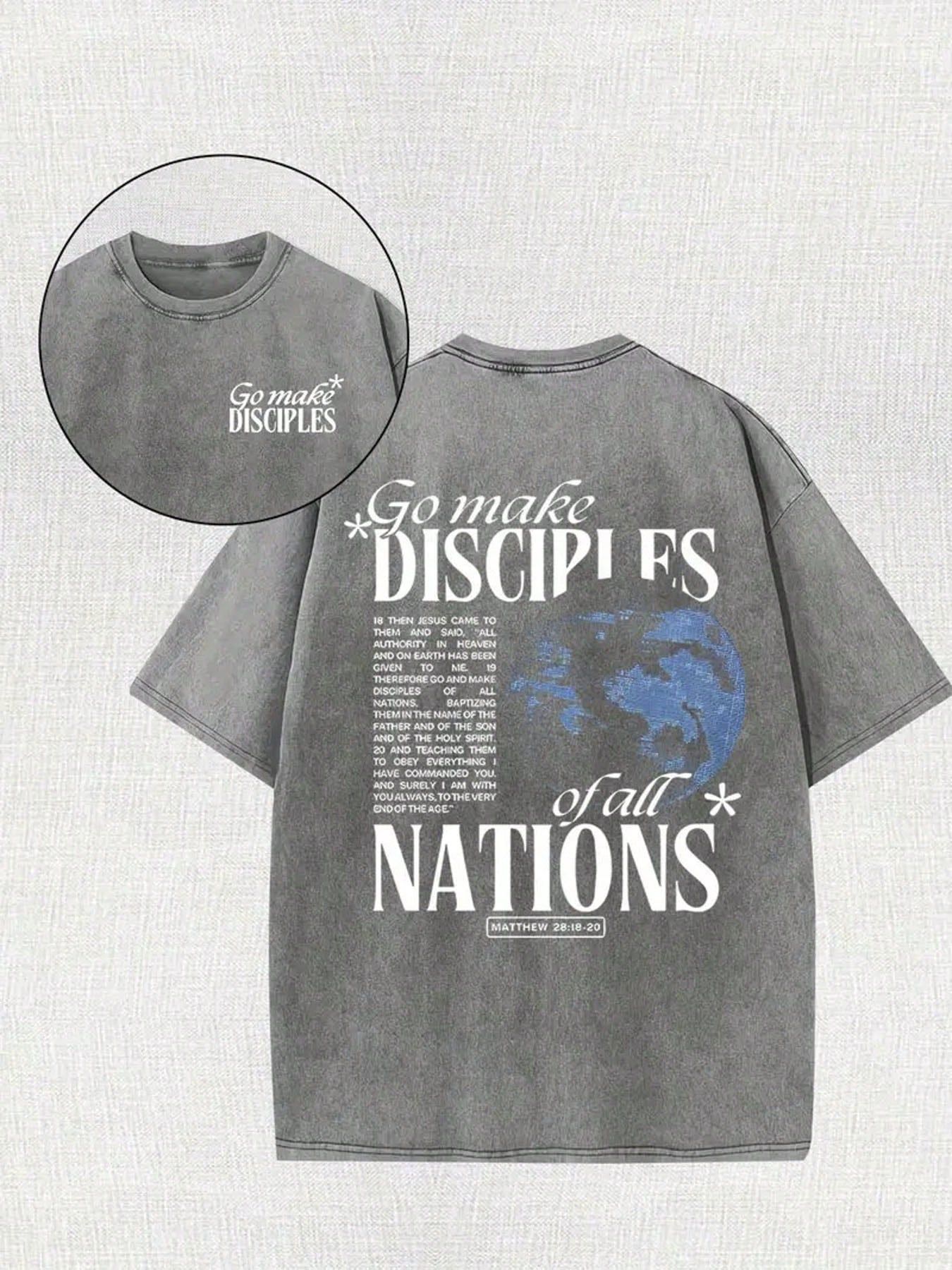 230G Double-Sided Washed, Matthew Gospel Bible Printed T-Shirt, High-Quality Wax Printed Cotton Vintage Fashion Brand T-Shirt, Suitable For Summer T-Shirts With A Certain Thickness, Holiday Gift