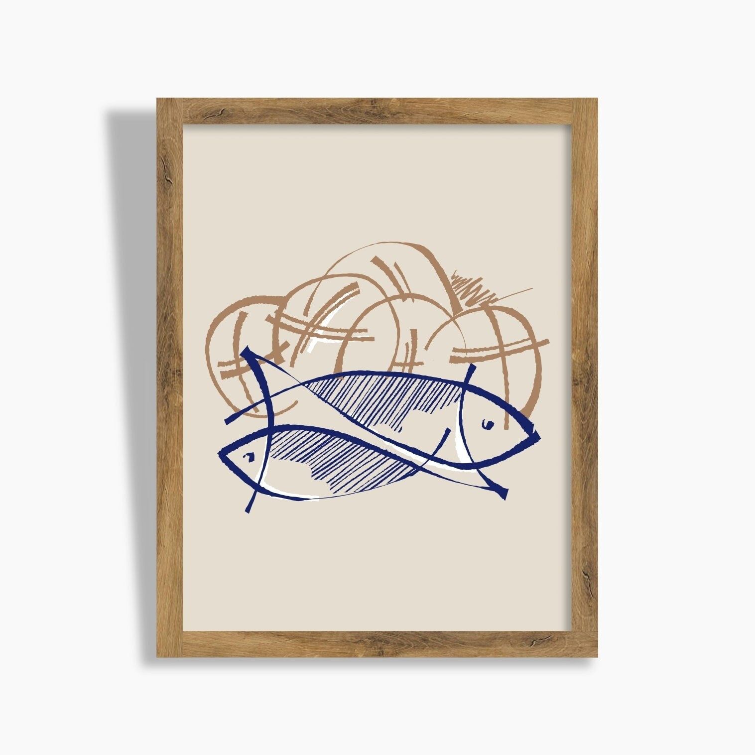 5 Loaves of Bread and 2 Fish bible sketches verse wall art Jesus art work minimalist modern christian art digital print bible art faith art