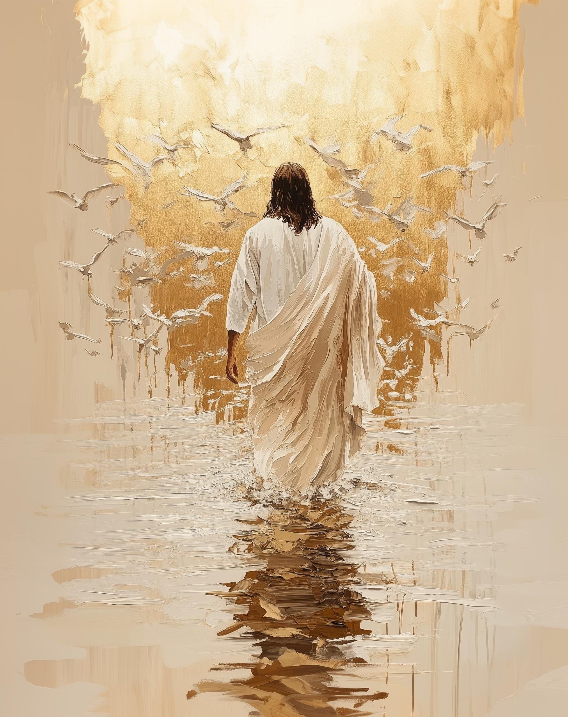 Jesus Walking on Water | Digital Download | Bible Wall Art | Gift Trendy | Living Room Home Decor | Christian Print | Scripture wall art