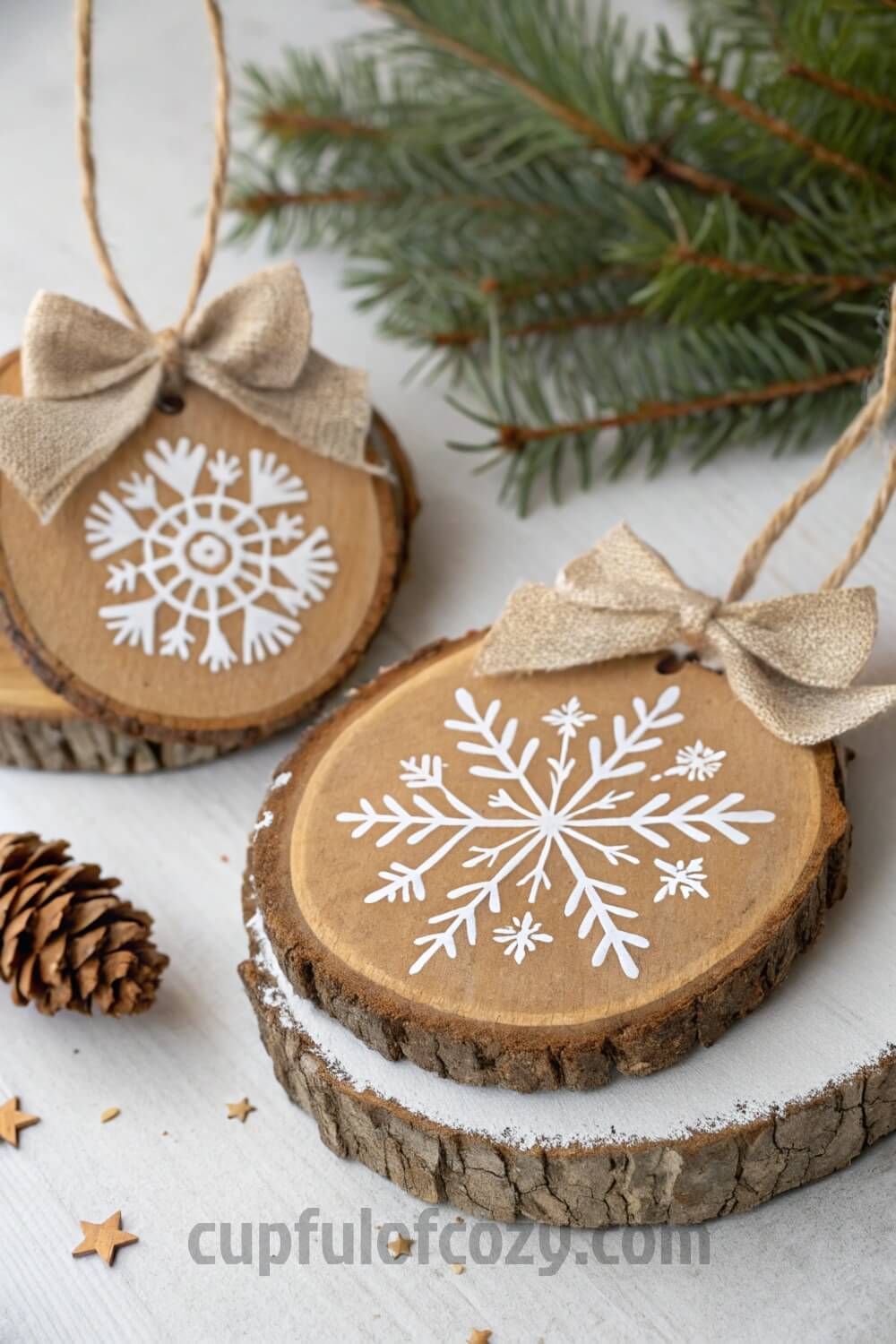 10 Beautiful Hand-Painted Snowflake Wood Slice Ornaments That’ll Make Your Heart Melt