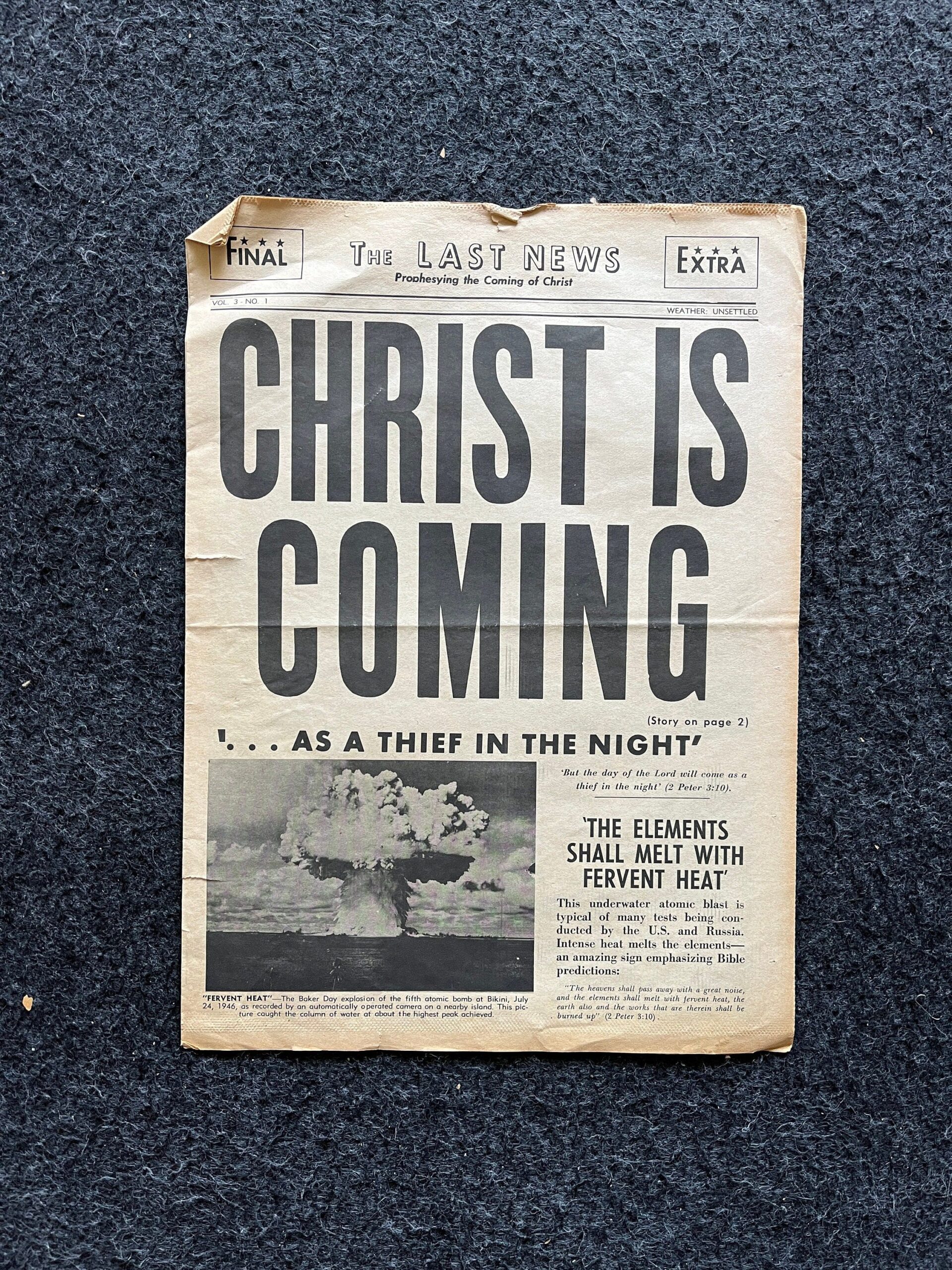 1950er Jahre Christliche Literatur Anti-WW2 Kunstbroschüren – Original Vintage Erinnerungsstücke und Pazifisten aus dem 2