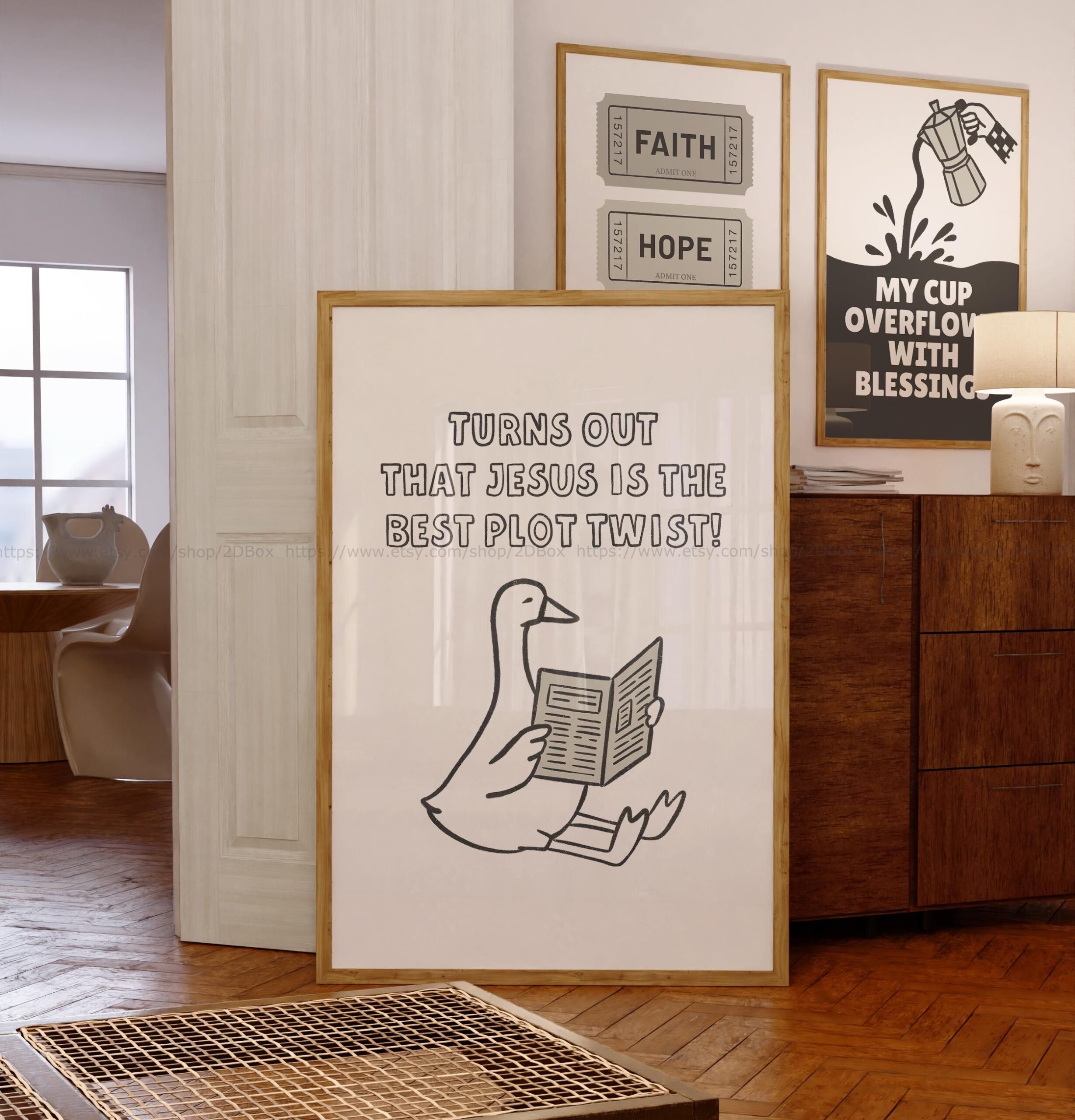 Modern Christian Wall Decor for Young Adult Jesus Poster Minimalist Modern Design Silly Goose Plot Twist Fun Retro Christian Dorm Room Art – Etsy