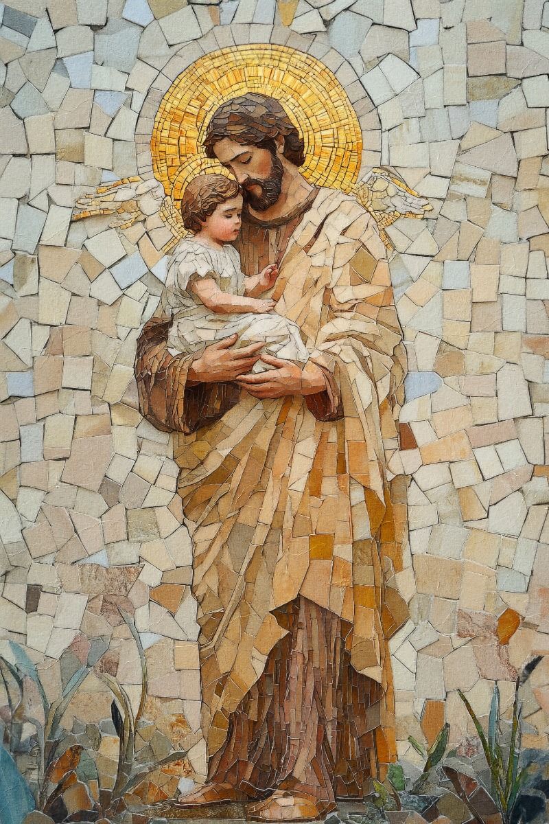 Saint Joseph holding baby Jesus, digital download, catholic prints,christian art,decor home,